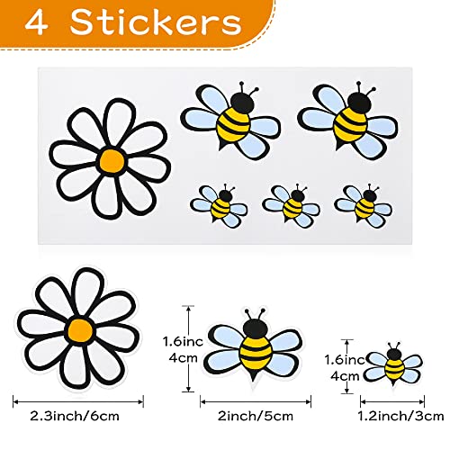 4 Sets de Decoraciones para Fiesta de Abeja 4 Decoraciones de Panal de Centros de Mesa de Abejorro para Bebé con 4 Hojas de Pegatinas de Girasol Abejas para Fiesta Temáticas de Abejas