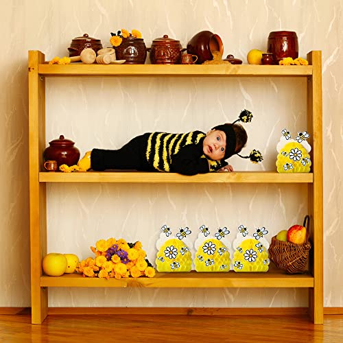 4 Sets de Decoraciones para Fiesta de Abeja 4 Decoraciones de Panal de Centros de Mesa de Abejorro para Bebé con 4 Hojas de Pegatinas de Girasol Abejas para Fiesta Temáticas de Abejas