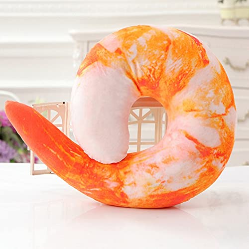 40CM Peluche Creativo Gambas peladas Pimienta Berenjena Croissant Animales de Peluche Juguetes de Peluche U Cuello Almohada camarón cojín Juguetes para niños Lightyellow