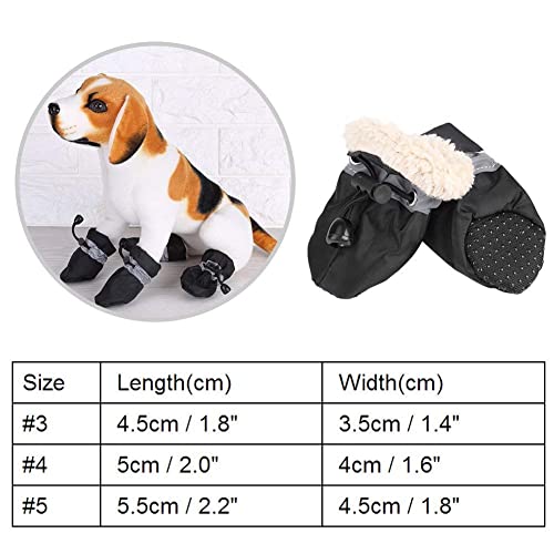 4pcs Perro Zapatos Protectores de Pata Elástico Antideslizante Suela para Mascotas Perro Botas Impermeable de Algodón Suave Acolchado[Negro 3#]