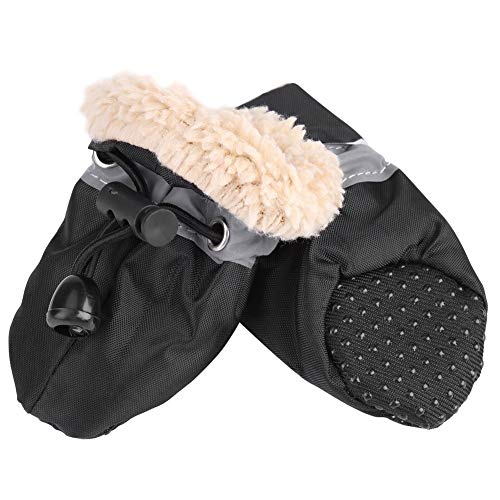 4pcs Perro Zapatos Protectores de Pata Elástico Antideslizante Suela para Mascotas Perro Botas Impermeable de Algodón Suave Acolchado[Negro 3#]