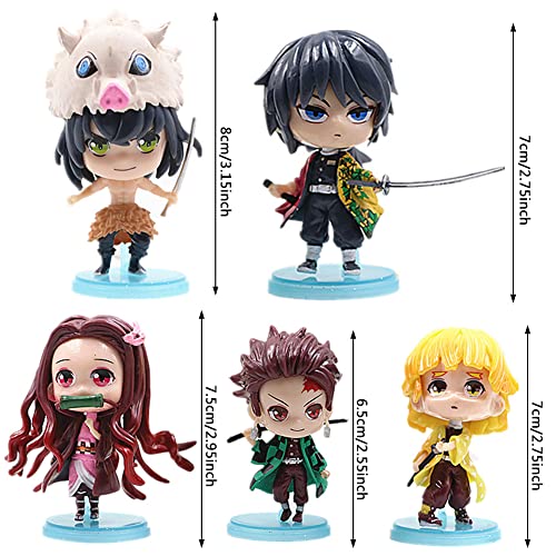 5 Piezas Demon Slayer Cake Topper, Mini Figures Set Demon Slayer Decorativas para Tartas Cake Decoration Acción Figuras para Demon Slayer Tema Fiesta de Cumpleaños Baby Shower