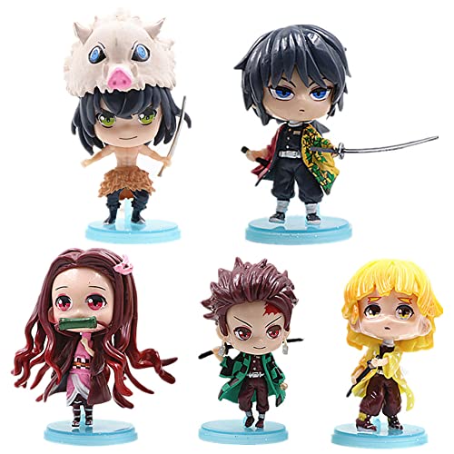 5 Piezas Demon Slayer Cake Topper, Mini Figures Set Demon Slayer Decorativas para Tartas Cake Decoration Acción Figuras para Demon Slayer Tema Fiesta de Cumpleaños Baby Shower