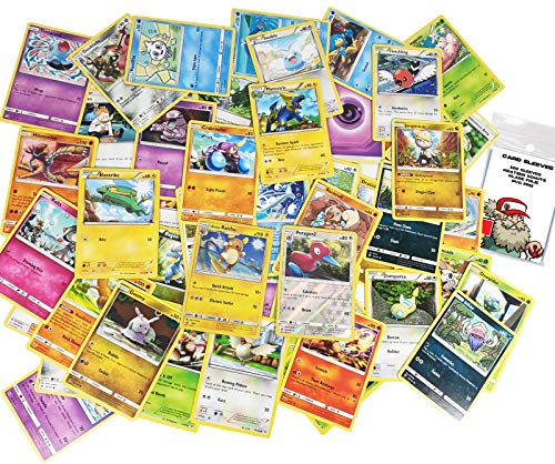 50 cartas Pokémon originales y surtidas, 1 Holo y 1 Reverse, incluidas 100 fundas de protección