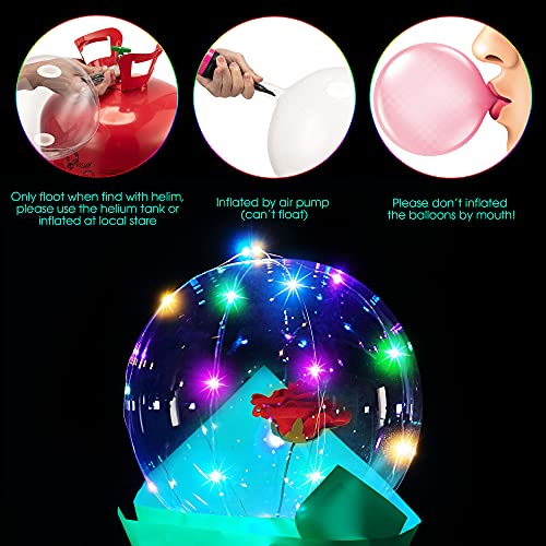 6 Globos BoBo LED Iluminado, Globos de Helio Transparentes con Burbujas con Cadena de Luces de 10 Feet para Decoración de Cumpleaños Fiestas Bodas Navidad (Alambre de Cobre Colorido)