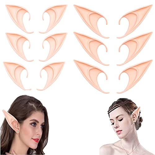 6 Pares Orejas De Elfo Cosplay, Orejas de Duendes, Divertido Orejas De Elfo, Orejas de Hobbit, para Cosplay Anime Props Accesorios de la Mascarada Fiesta de Halloween Disfrazar