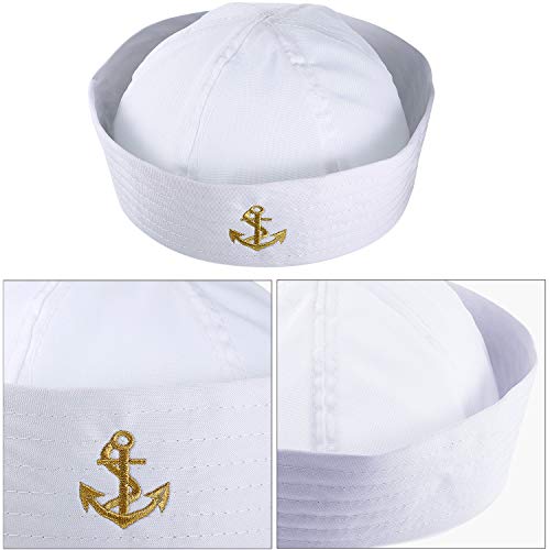 6 Piezas Sombrero de Marinero Blanco de Halloween Gorro de Capitán Sombreros Nauticos para Disfraz de Marinero de Adulto, Viste a Sombreros de Fiesta