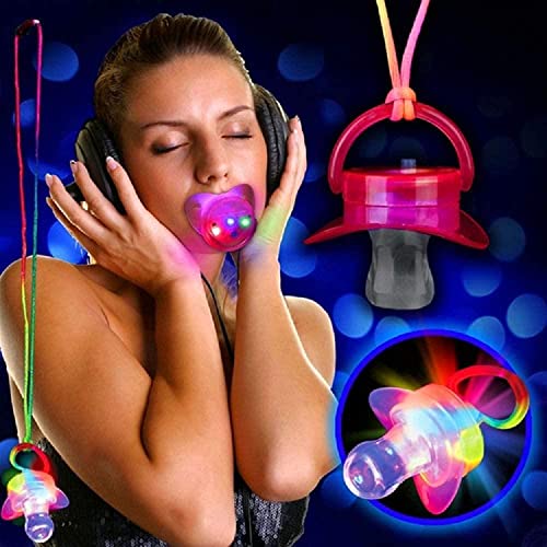 6 uds., Chupete con luz LED de colores intermitentes, anillos de goma, collar de dedo, juguetes para fiestas de Halloween, favores, espectáculos de conciertos, raves-6 piezas Mixcolor_Chupete-sil