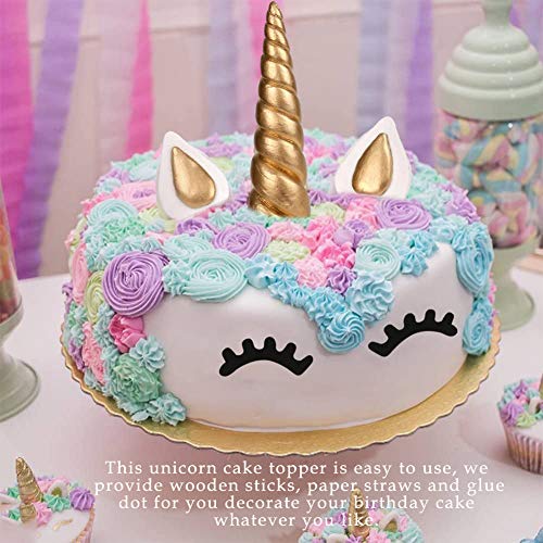 64pcs Unicorn Birthday Cake Topper Set, Cupcake Topper Doble Sided, Party Supplies Cake Decorations para Niños Niñas Regalo Unicornio Decoraciones de Fiesta de Cumpleaños