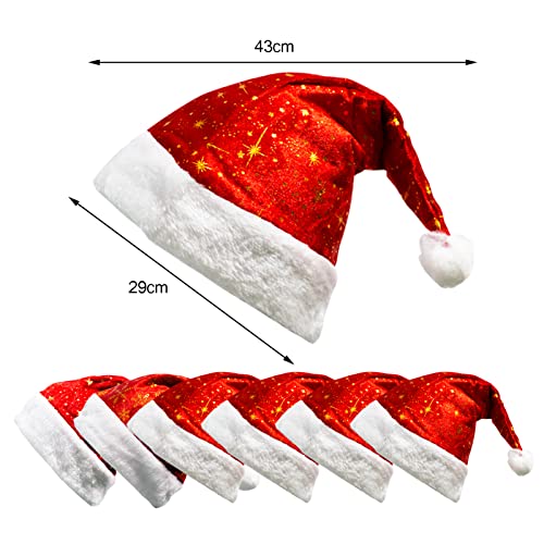 通用 6Pcs de Sombreros Papá Noel Rojos con Dibujos para Año Nuevo Suministros festivos，Talla unica apto para niños, adultos o ancianos Tres estilos al azar (FIELTRO CON DIBUJO A AZAR)