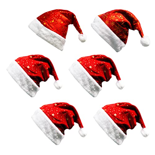 通用 6Pcs de Sombreros Papá Noel Rojos con Dibujos para Año Nuevo Suministros festivos，Talla unica apto para niños, adultos o ancianos Tres estilos al azar (FIELTRO CON DIBUJO A AZAR)