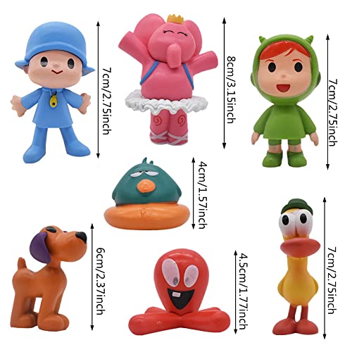 7 Piezas Pocoyo Cake Topper, Pocoyo Mini Figuras Decorativas para Tartas Mini Juguetes Pocoyo Acción Figuras para Niños y Niñas Fiesta de Cumpleaños Baby Shower