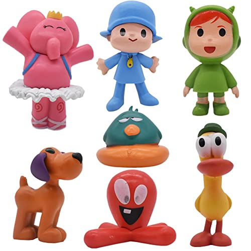 7 Piezas Pocoyo Cake Topper, Pocoyo Mini Figuras Decorativas para Tartas Mini Juguetes Pocoyo Acción Figuras para Niños y Niñas Fiesta de Cumpleaños Baby Shower