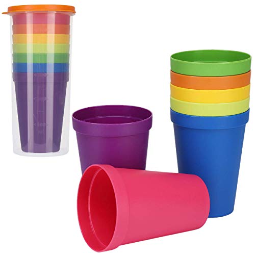 7 vasos de plástico reutilizables, vasos de agua apilables, vasos para bebidas, fiestas, eventos, bodas, color arcoíris, 7 onzas