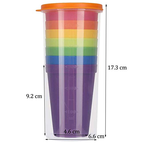 7 vasos de plástico reutilizables, vasos de agua apilables, vasos para bebidas, fiestas, eventos, bodas, color arcoíris, 7 onzas