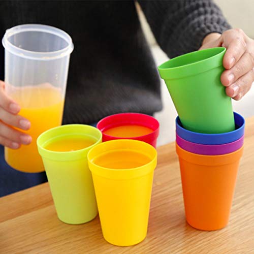 7 vasos de plástico reutilizables, vasos de agua apilables, vasos para bebidas, fiestas, eventos, bodas, color arcoíris, 7 onzas