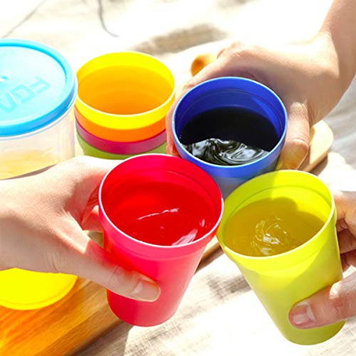 7 vasos de plástico reutilizables, vasos de agua apilables, vasos para bebidas, fiestas, eventos, bodas, color arcoíris, 7 onzas