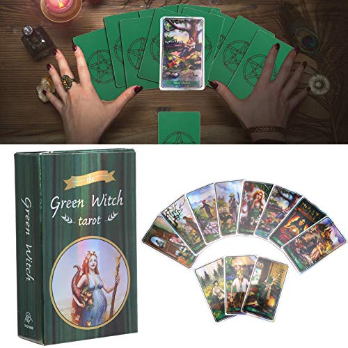 78 Piezas/Juego Barajas de Cartas del Tarot de Brujas Carta de AdivinacióN del Destino Juguetes de AdivinacióN HolográFico Juego de Cartas del Tarot para Principiantes(IngléS)