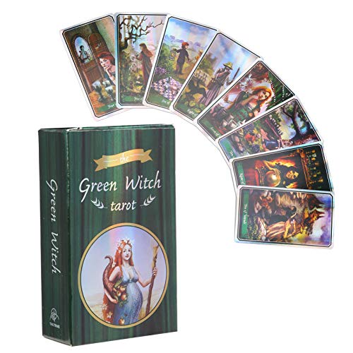 78 Piezas/Juego Barajas de Cartas del Tarot de Brujas Carta de AdivinacióN del Destino Juguetes de AdivinacióN HolográFico Juego de Cartas del Tarot para Principiantes(IngléS)