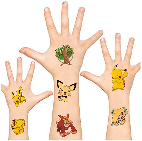 8 Hojas Pokémon Tatuajes Pegatina 3D Girls Boys Tatuajes Temporales Para Niños Favoritos Favoritos Decoración De Cumpleaños Lindo Tatuaje Conjunto Niños Face Pegatinas Temporales Brazo Impermeable DIY