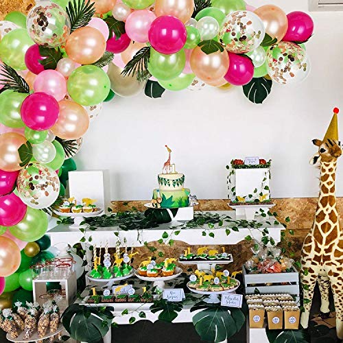 83 Pcs Tropical Balloons Garland Kit DIY Luau Balloon Arch Garland with Palm Leaves and Balloon Strip for Tropical Theme Birthday Party Baby Shower Decorations