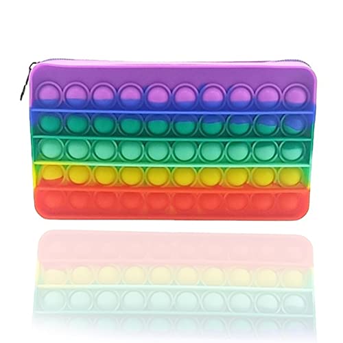 Aatpuss Estuche para Lápices de Silicona de Color, Estuche para Lápices Pop, Bolsa de Papelería Arcoíris, para Almacenamiento de Lápices, Almacenamiento de Bolsas de Cosméticos(Color)