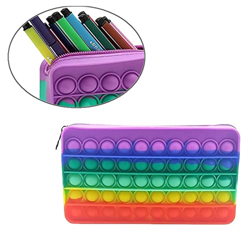 Aatpuss Estuche para Lápices de Silicona de Color, Estuche para Lápices Pop, Bolsa de Papelería Arcoíris, para Almacenamiento de Lápices, Almacenamiento de Bolsas de Cosméticos(Color)