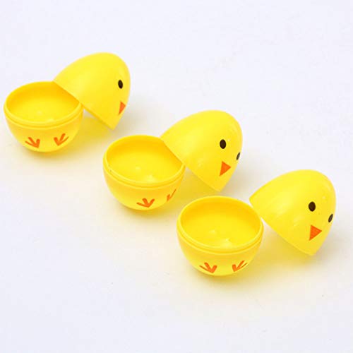 ABOOFAN 24 Unidades de Plástico Huevos de Gallina Rellenos de Huevo de Pascua Juguetes de Falsa Cáscara de Huevo de Pascua Huevos de Gallina Amarillos Modelos de Bolas de Pascua