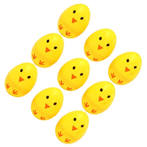 ABOOFAN 24 Unidades de Plástico Huevos de Gallina Rellenos de Huevo de Pascua Juguetes de Falsa Cáscara de Huevo de Pascua Huevos de Gallina Amarillos Modelos de Bolas de Pascua