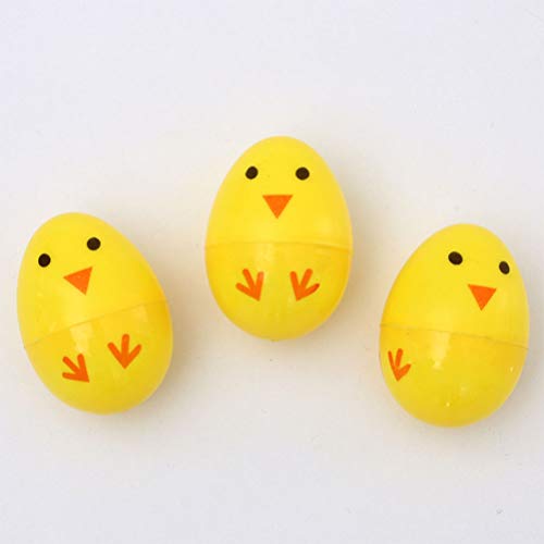 ABOOFAN 24 Unidades de Plástico Huevos de Gallina Rellenos de Huevo de Pascua Juguetes de Falsa Cáscara de Huevo de Pascua Huevos de Gallina Amarillos Modelos de Bolas de Pascua