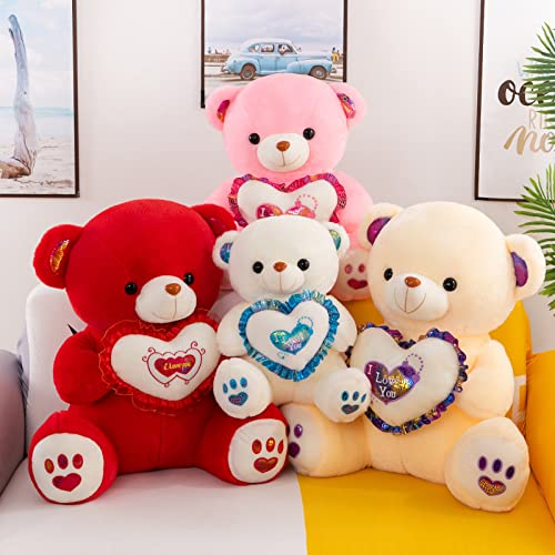 Abrazo corazón Oso muñeco de Peluche Oso muñeca Regalo para niños Panda Juguete Oso de Peluche Oso Grande Dibujos Animados-Rojo, 30 cm