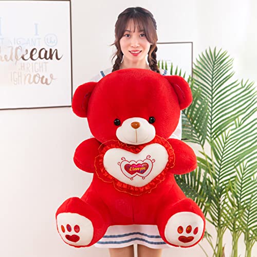 Abrazo corazón Oso muñeco de Peluche Oso muñeca Regalo para niños Panda Juguete Oso de Peluche Oso Grande Dibujos Animados-Rojo, 30 cm