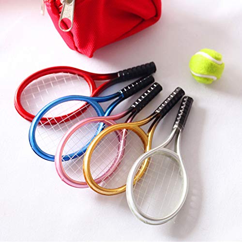 Accesorios para muebles de casa de muñecas,Simulación Mini Sports Goods Tennis Raqueta Ball Model Set Accesorios para casa de muñecas - Rosa