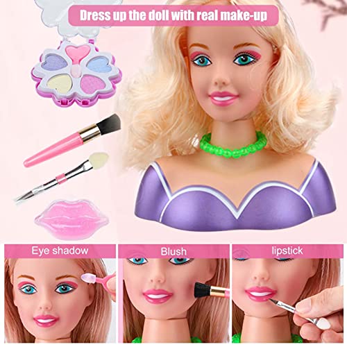 adgfd Fashionistas Styling Head, Maquillaje Hair Dressing Heads para niños, Pretend Play Fancy Dress Makeup Set, Hairstyle Styling Doll con secador de Pelo