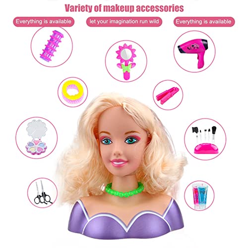 adgfd Fashionistas Styling Head, Maquillaje Hair Dressing Heads para niños, Pretend Play Fancy Dress Makeup Set, Hairstyle Styling Doll con secador de Pelo