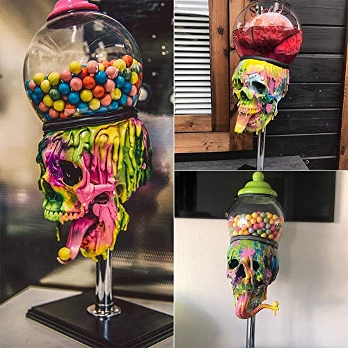 AIKJ Máquina expendedora de goma de burbujas de cráneo Dispensador de máquina de goma de Halloween Candy Skull Decoraciones para fiesta de vacaciones Regalo-Pink_One