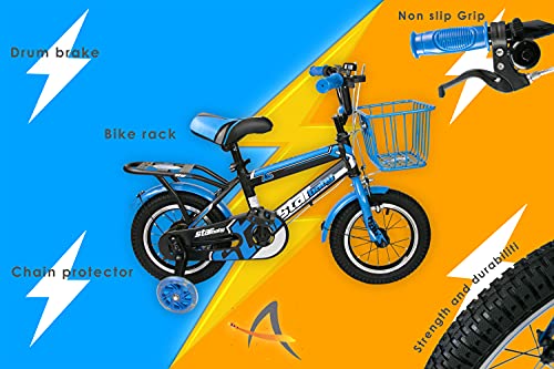 Airel Bicicletas Infantiles para Niños y Niñas | Bici con Ruedines y Cesta | Bicicletas 12, 16, 18 y 20 Pulgadas | Bicicletas niños 3-11 años (Negro-Azul, 16)