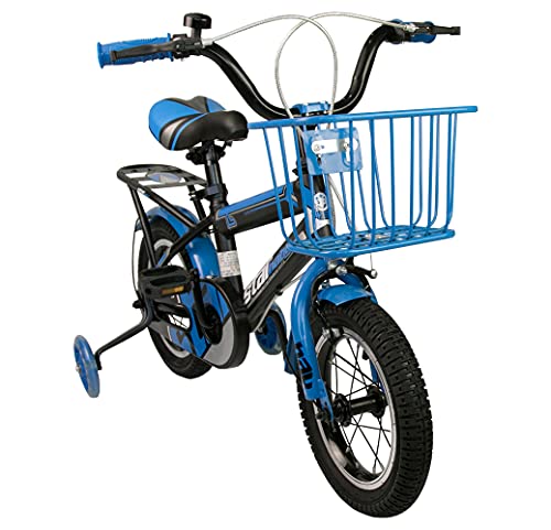 Airel Bicicletas Infantiles para Niños y Niñas | Bici con Ruedines y Cesta | Bicicletas 12, 16, 18 y 20 Pulgadas | Bicicletas niños 3-11 años (Negro-Azul, 16)