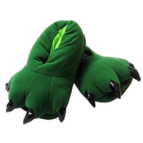 Aivtalk - Adulto Zapatilla de Franela Suave Caliente de Paw Animal Divertido Slipper Disfraz Cosplay Garraa Monstruo Para Carnaval Navidad Talla EU 38-45 - Verde