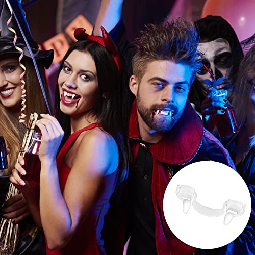 AJDSK Dientes de Vampiro, 2 Pieza Colmillos de Vampiro Retráctiles, Realistas Kit de Dientes Falsos de Vampiro, Accesorio de Cosplay Reutilizable, para Niños Adultos, Carnaval Fiestas