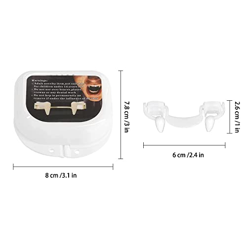 AJDSK Dientes de Vampiro, 2 Pieza Colmillos de Vampiro Retráctiles, Realistas Kit de Dientes Falsos de Vampiro, Accesorio de Cosplay Reutilizable, para Niños Adultos, Carnaval Fiestas