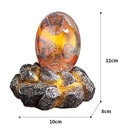 Akemaio Huevos de dinosaurio para niños, Huevo de dinosaurio de cristal, Huevo de dragón de lava con base de exposición, adornos de huevo de dragón de resina de cristal para decoración de escritorio