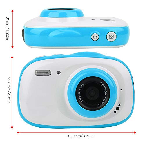 Akozon Cámara para niños Pantalla de visualización HD IPS de 2 Pulgadas 8mp Impermeable Zoom 6X Mini cámara Digital para niños Cumpleaños De Niños Lindos Juguetes de Regalo para niñas(Azul)