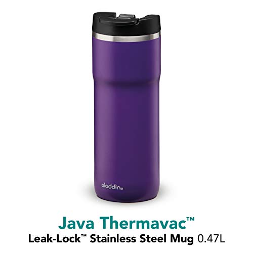 Aladdin Barista Java Thermavac Leak-Lock Termo Café Para Llevar 0.47L Violet Purple – Botella Termica Acero Inoxidable - Se Mantiene Caliente 4 Horas - Libre de BPA - Apta Para Lavavajillas