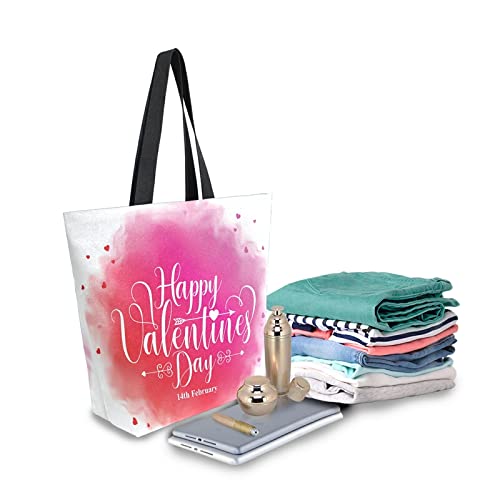 ALAZA Bolsa de compras reutilizable para el día de San Valentín de acuarela con corazón rosa, bolsa de almacenamiento de comestibles, bolsa de viaje plegable