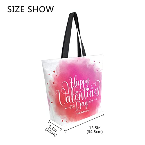 ALAZA Bolsa de compras reutilizable para el día de San Valentín de acuarela con corazón rosa, bolsa de almacenamiento de comestibles, bolsa de viaje plegable