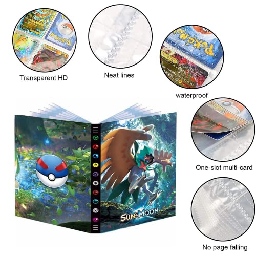 Álbum para 432 Cartas Pokemon, Libro con fundas de plástico para tarjetas o cromos, Ilustraciones de personajes, álbum para tarjetas