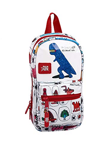 Algo de Jaime Plumier mochila 4 estuches llenos, 33 piezas, escolar, Blanco/Multicolor