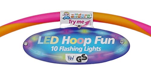 alldoro 63032 Hoop Fun - Aro de 66 cm de diámetro con 10 Luces LED, Deportivo para Deportes, Fitness y Gimnasia, para niños a Partir de 4 años y Adultos, Color Rosa y Naranja