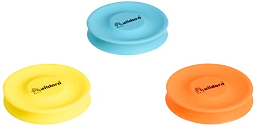 alldoro 63057 - Juego de 3 Discos de Lanzamiento (6,5 cm de diámetro, Silicona Blanda, 60 m de Alcance, para niños, Adultos y Perros, Amarillo, Naranja y Azul)